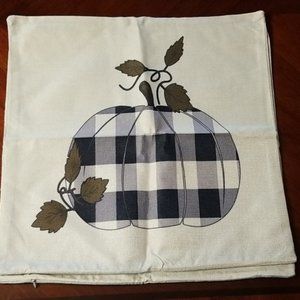New Harvest Fall Autumn Pumpkin Thanksgiving Pillow Cover Decoration Plaid Black